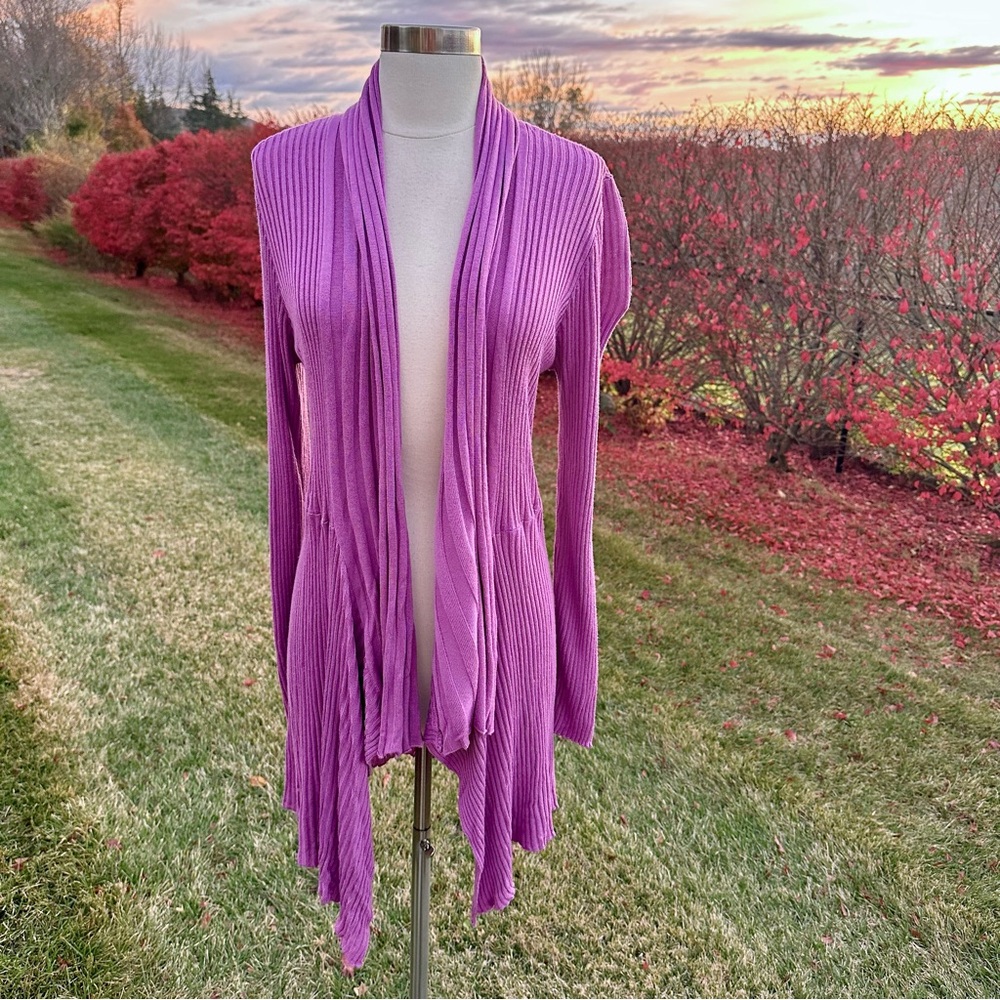 Dennis Basso Lilac Open Front Cardigan